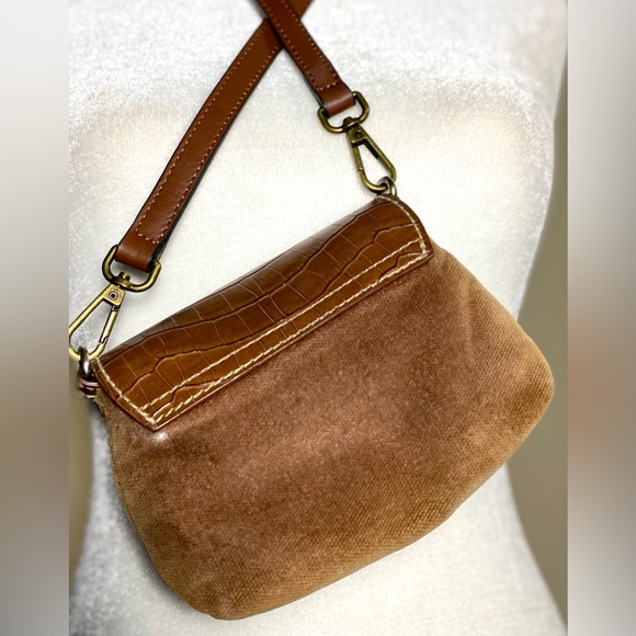 Rocco Barocco Vintage Made in Italy Brown Crossbody w RB Accent - Picture 4 of 11